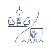 Illustration Seminarraum – Raum für Coaching, Führungskräfte-Training und Teamentwicklung